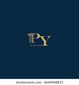 with monogram and pillar concept of elegant attorney design PY classy law logo letter