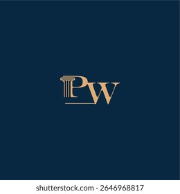 met monogram en pilaar concept van elegante advocaat ontwerp PW classy wet logo letter