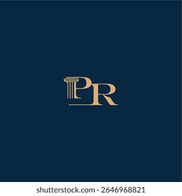with monogram and pillar concept of elegant attorney design PR classy law logo letter