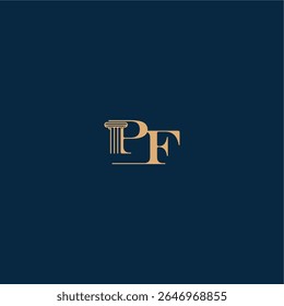 con el monograma y el concepto del pilar del diseño elegante del abogado Letra clásica del logotipo de la ley del PF