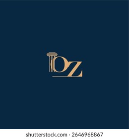 with monogram and pillar concept of elegant attorney design OZ classy law logo letter