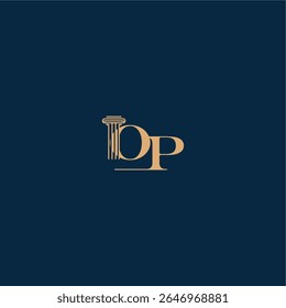 with monogram and pillar concept of elegant attorney design OP classy law logo letter