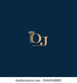 with monogram and pillar concept of elegant attorney design OJ classy law logo letter
