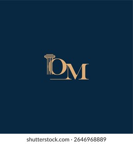 with monogram and pillar concept of elegant attorney design OM classy law logo letter