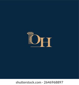 com monograma e conceito de pilar de design elegante advogado OH classy law logotipo carta