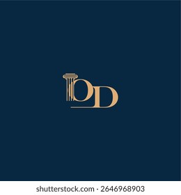 with monogram and pillar concept of elegant attorney design OD classy law logo letter