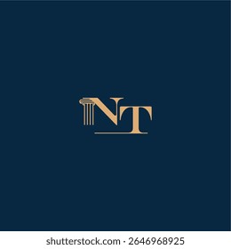 com monograma e conceito de pilar de elegante design de advogado carta logotipo de lei classe NT