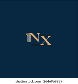 with monogram and pillar concept of elegant attorney design NX classy law logo letter