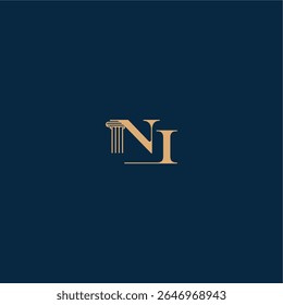 with monogram and pillar concept of elegant attorney design NI classy law logo letter