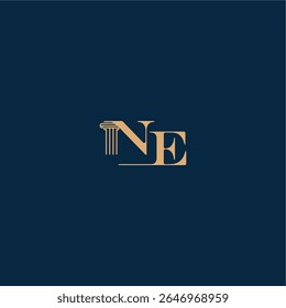 con el monograma y el concepto del pilar del diseño elegante del abogado Letra clásica del logotipo de la ley del NE