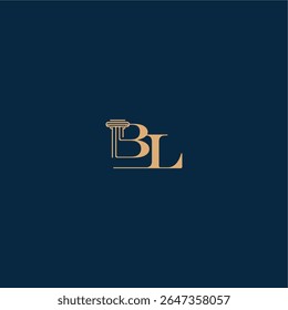 with monogram and pillar concept of elegant attorney design BL classy law logo letter