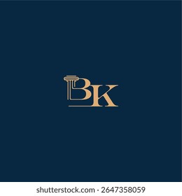 with monogram and pillar concept of elegant attorney design BK classy law logo letter