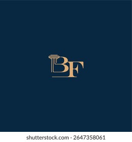 with monogram and pillar concept of elegant attorney design BF classy law logo letter