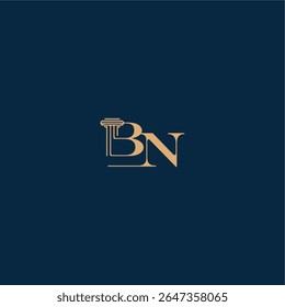 with monogram and pillar concept of elegant attorney design BN classy law logo letter