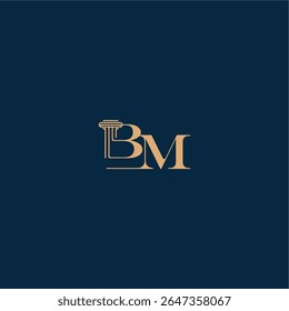 with monogram and pillar concept of elegant attorney design BM classy law logo letter