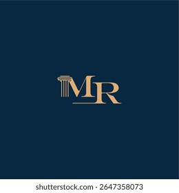 with monogram and pillar concept of elegant attorney design MR classy law logo letter