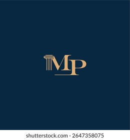 with monogram and pillar concept of elegant attorney design MP classy law logo letter