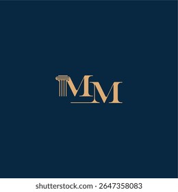 with monogram and pillar concept of elegant attorney design MM classy law logo letter