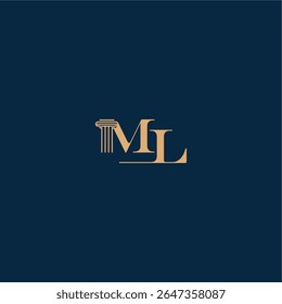 com monograma e conceito pilar de design elegante advogado ML classy law logotipo carta