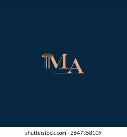 with monogram and pillar concept of elegant attorney design MA classy law logo letter