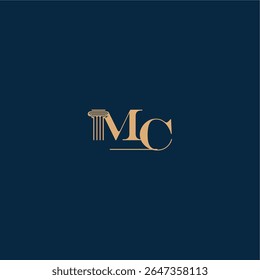 con el monograma y el concepto del pilar del diseño elegante del abogado Letra clásica del logotipo de la ley de MC