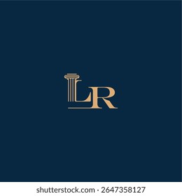 with monogram and pillar concept of elegant attorney design LR classy law logo letter