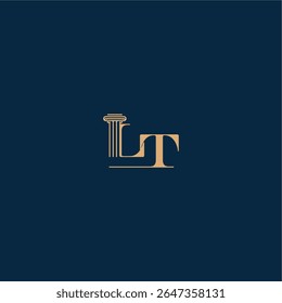 with monogram and pillar concept of elegant attorney design LT classy law logo letter