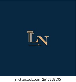 with monogram and pillar concept of elegant attorney design LN classy law logo letter