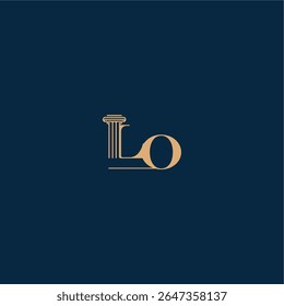 com monograma e conceito de pilar de elegante design de advogado LO letra de logotipo de lei de classe