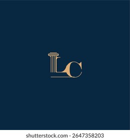 with monogram and pillar concept of elegant attorney design LC classy law logo letter