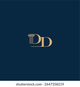with monogram and pillar concept of elegant attorney design DD classy law logo letter
