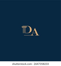 with monogram and pillar concept of elegant attorney design DA classy law logo letter