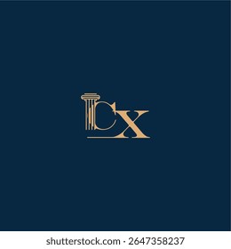 with monogram and pillar concept of elegant attorney design CX classy law logo letter