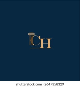 with monogram and pillar concept of elegant attorney design CH classy law logo letter