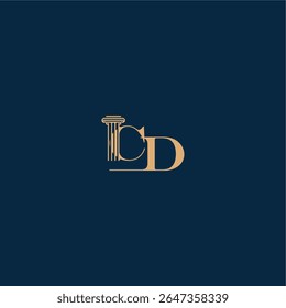 with monogram and pillar concept of elegant attorney design CD classy law logo letter