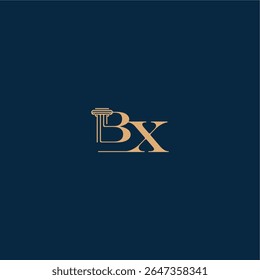 with monogram and pillar concept of elegant attorney design BX classy law logo letter