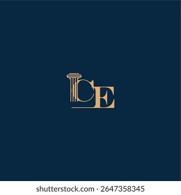 with monogram and pillar concept of elegant attorney design CE classy law logo letter
