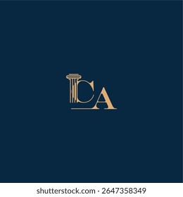 with monogram and pillar concept of elegant attorney design CA classy law logo letter