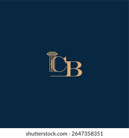 with monogram and pillar concept of elegant attorney design CB classy law logo letter