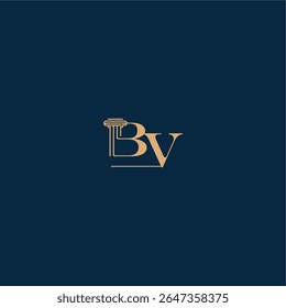 with monogram and pillar concept of elegant attorney design BV classy law logo letter