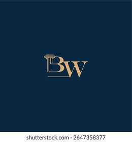 with monogram and pillar concept of elegant attorney design BW classy law logo letter