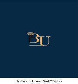 with monogram and pillar concept of elegant attorney design BU classy law logo letter