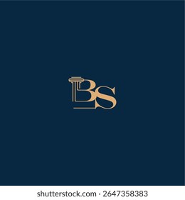 with monogram and pillar concept of elegant attorney design BS classy law logo letter
