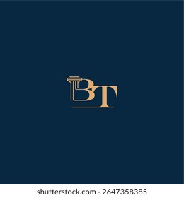 with monogram and pillar concept of elegant attorney design BT classy law logo letter