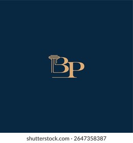 with monogram and pillar concept of elegant attorney design BP classy law logo letter