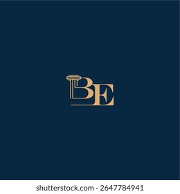 with monogram and pillar concept of elegant attorney design BE classy law logo letter
