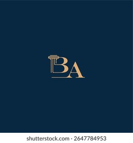 com monograma e conceito pilar de elegante design advogado BA classy law logotipo carta