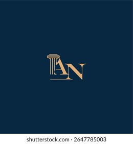 with monogram and pillar concept of elegant attorney design AN classy law logo letter