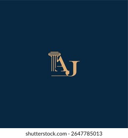 with monogram and pillar concept of elegant attorney design AJ classy law logo letter