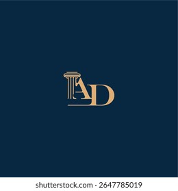 with monogram and pillar concept of elegant attorney design AD classy law logo letter